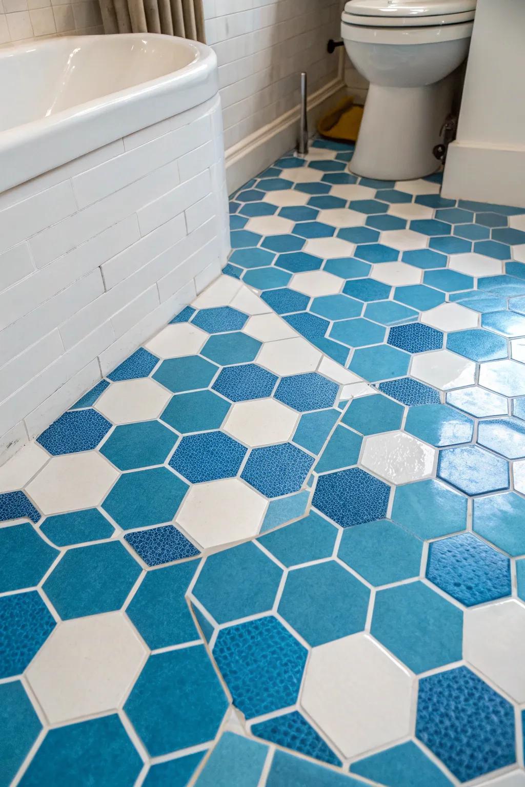 Your bathroom will have a whimsical yet refined vibe thanks to geometric ceramic.