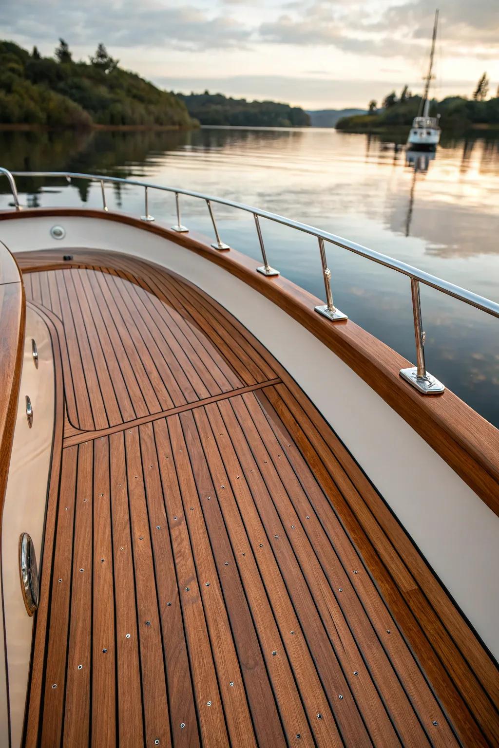 Faux teak delivers sophistication without the maintenance.