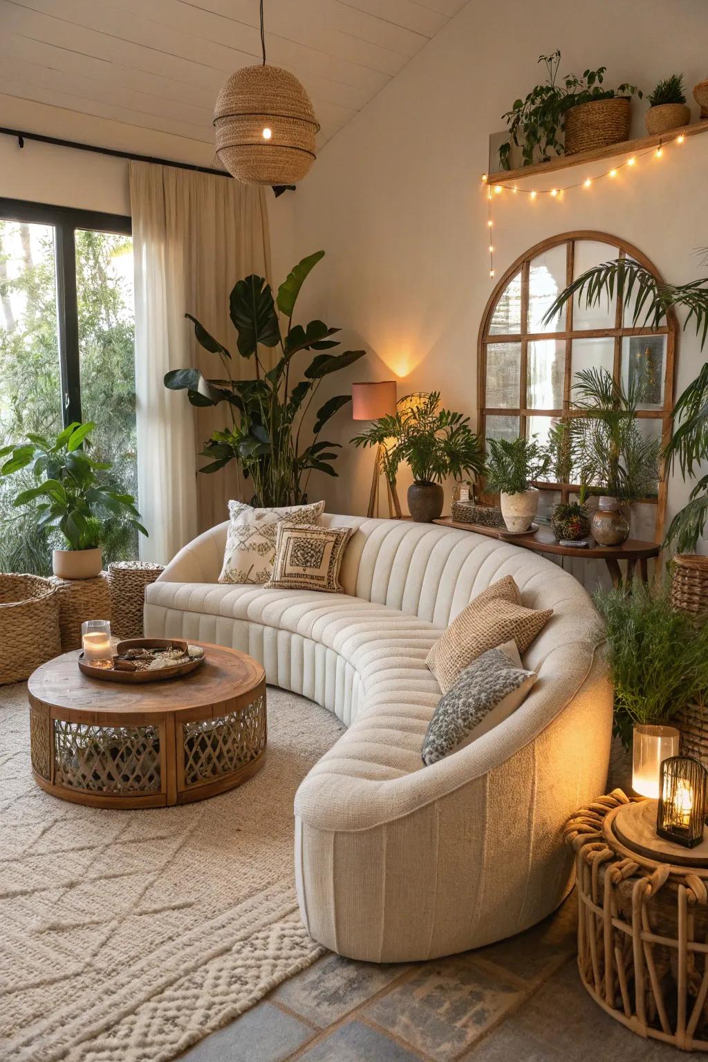 Natural forms contribute fluidity to bohemian design.