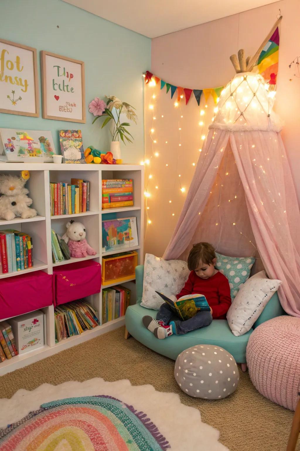 A playful nook, stirring imagination in young readers.