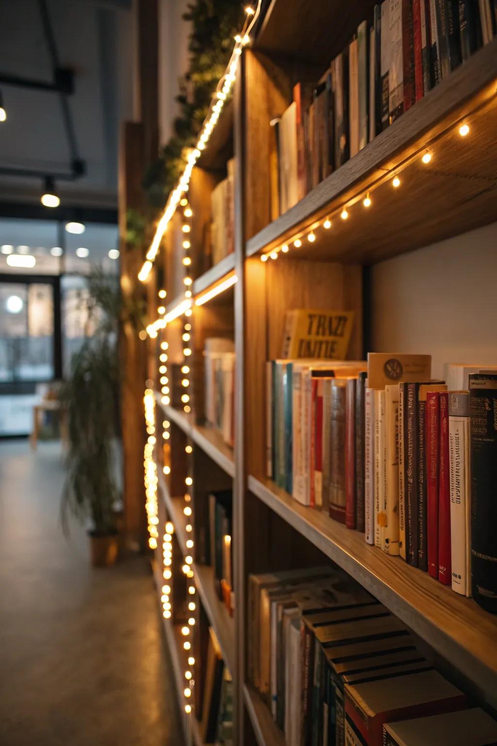 Illuminated shelves that add warmth and sophistication.