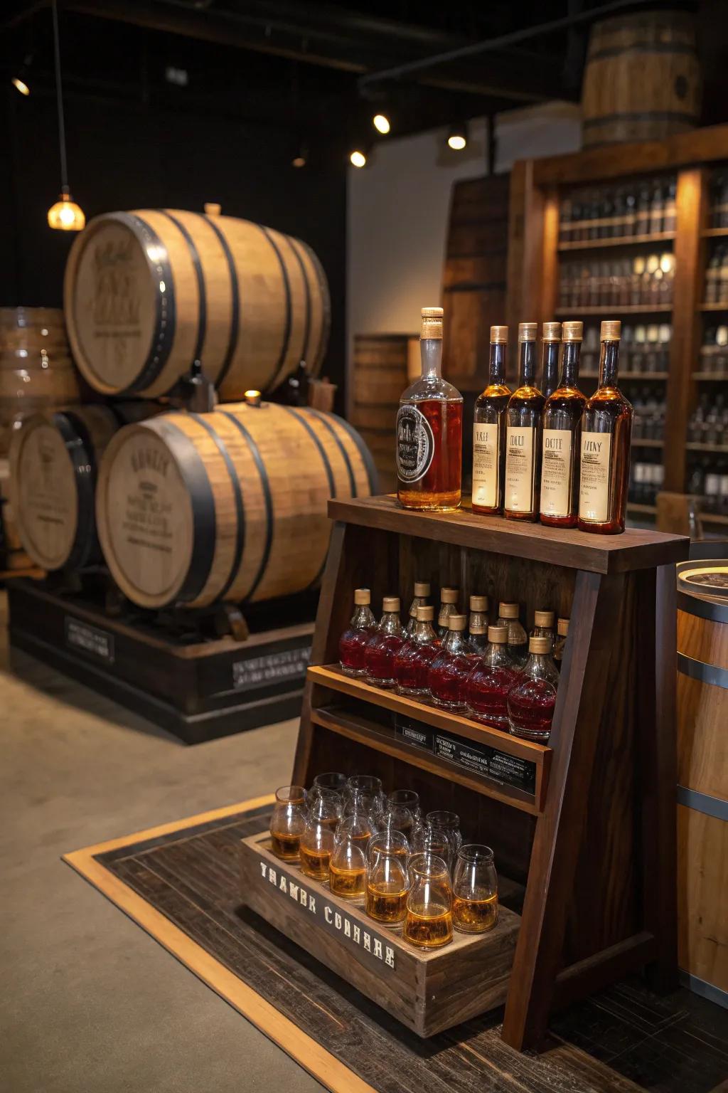 A barrel seasoning point injects credibility into your bourbon nook.