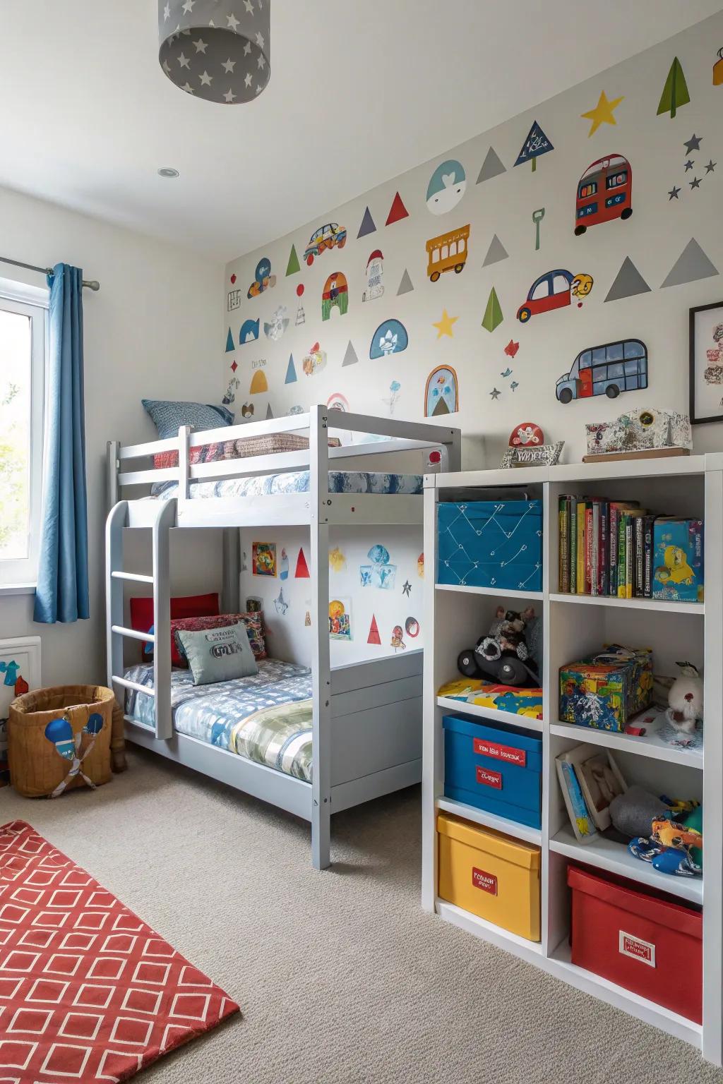 Appealing wall decor adds personality to the space.