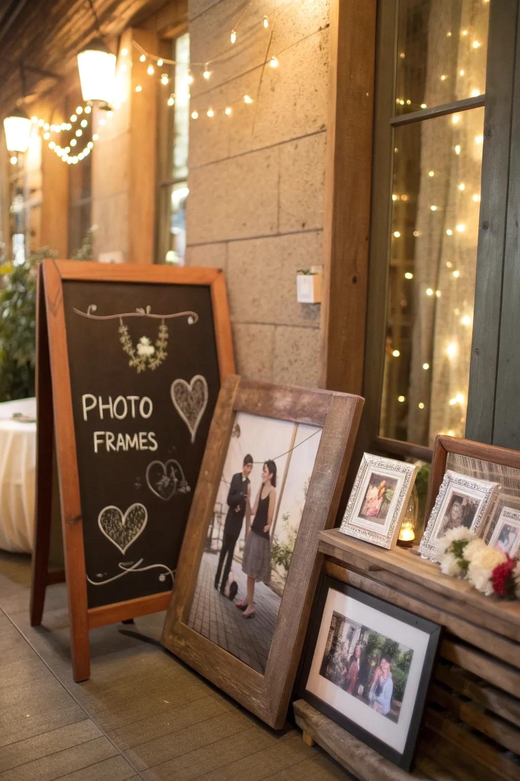 Slate panels introducing a personal element to image exhibits.