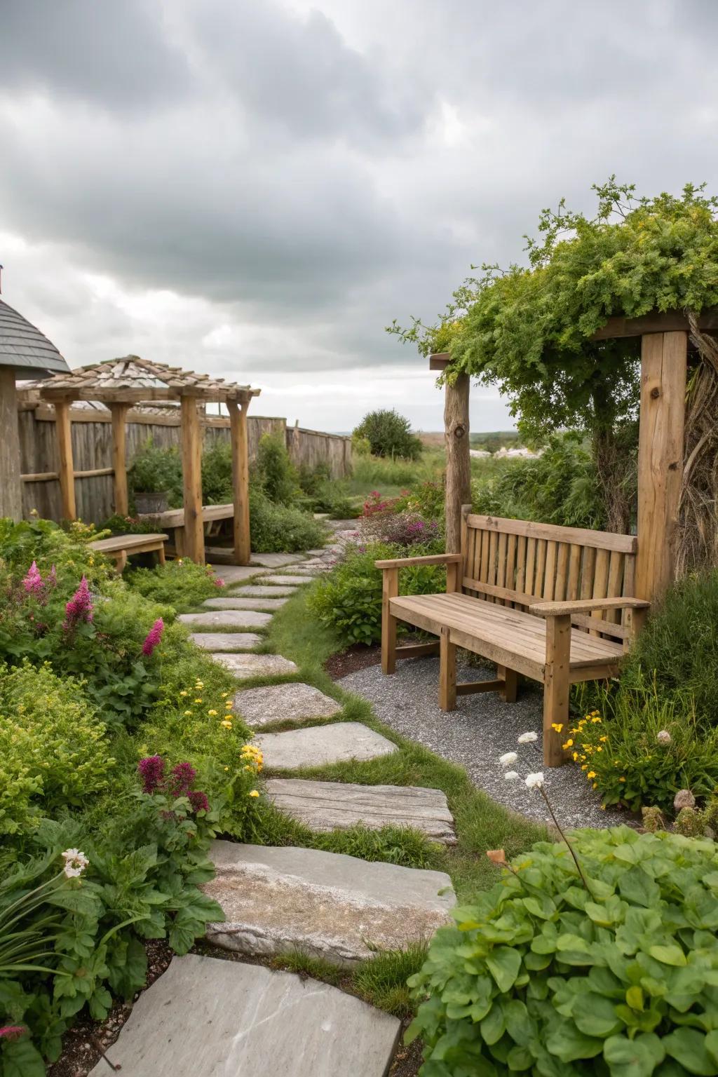Natural materials bring a timeless, cohesive look to your garden.