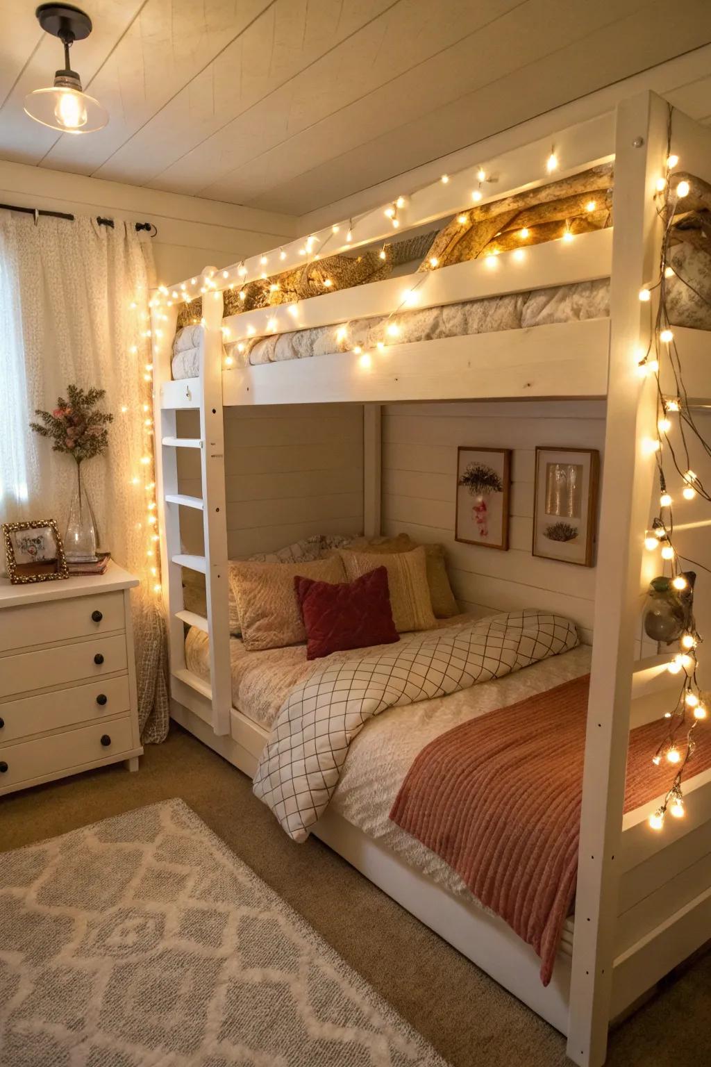 A warm and welcoming bunk bed retreat.