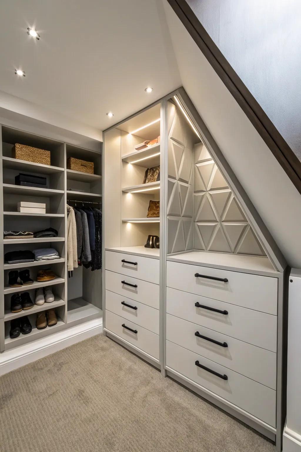 A nook closet makes creative use of space.
