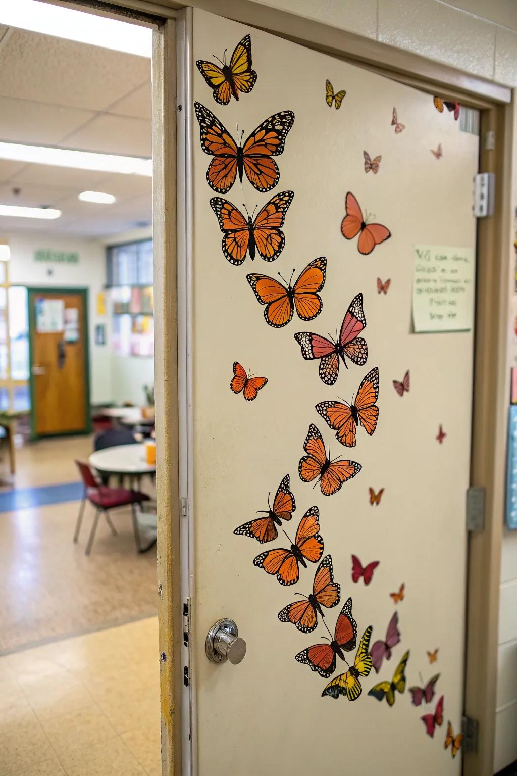 Direct the viewer's eye with an exquisite flow of butterflies.