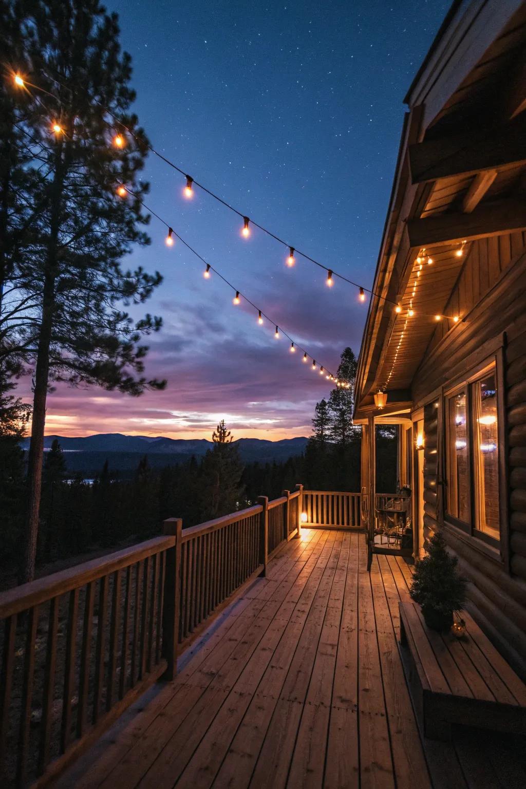 Fairy lights casting a balmy radiance across the <strong><em>deck</em></strong>.” loading=”lazy” class=”pimg”>
	</picture><figcaption>Fairy lights casting a balmy radiance across the <strong><em>deck</em></strong>.</figcaption></figure>
<p>Drape some <strong><em>twinkling lights</em></strong> to yield a bewitching evening atmosphere. They transmute the <strong><em>deck</em></strong> into a fairy-tale-esque setting post-sunset.</p>
<h3>You might like:</h3>
<ul class=