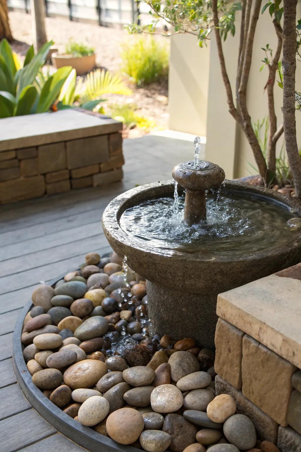 Foster a tranquil environment with a water feature in your calming corner.