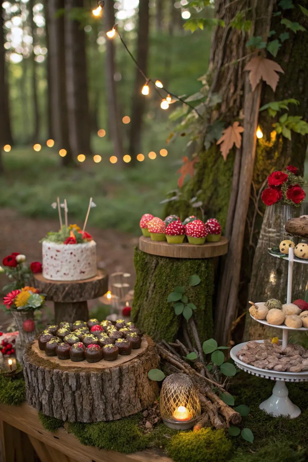 An enchanting sweets display that brings the magic of a fairytale forest to life.