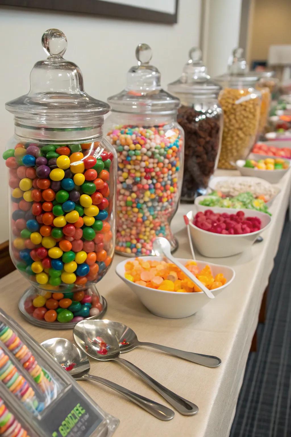 Discount store finds are affordable and stylish additions to your candy buffet.