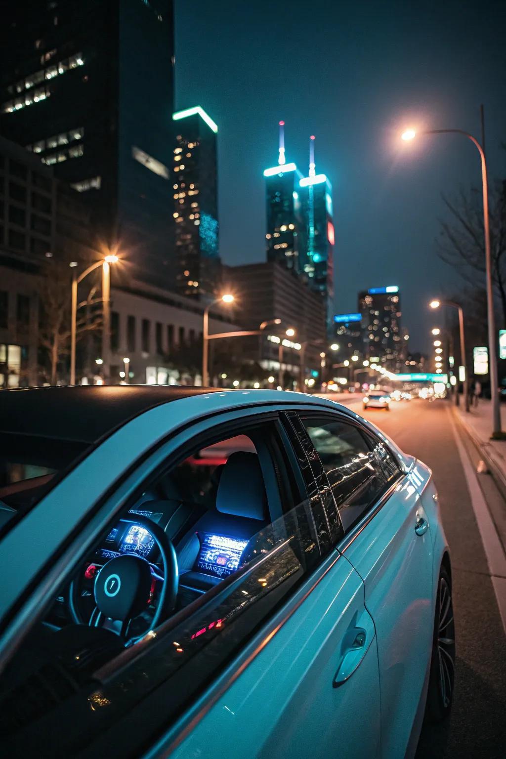 A car sparkling with elegance and style, perfect for a glamorous evening.