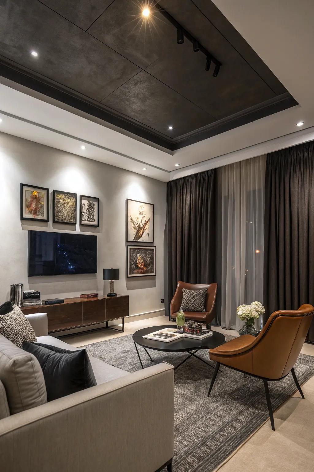 Dark curtains creating a striking contrast
