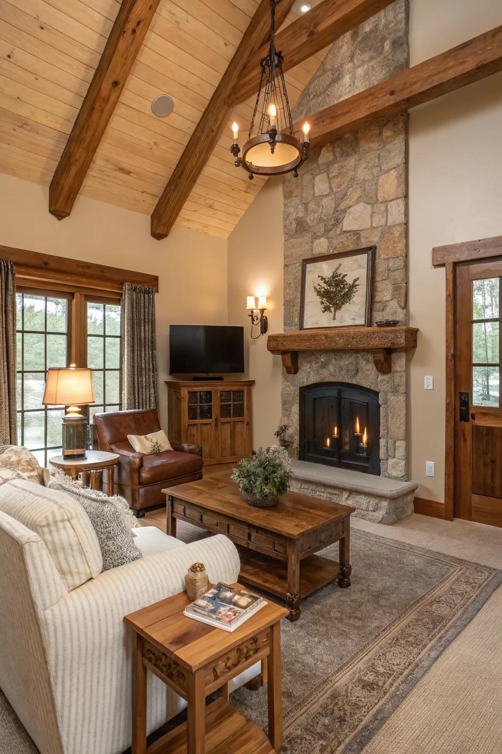Weathered wooden details to deliver natural comfort.