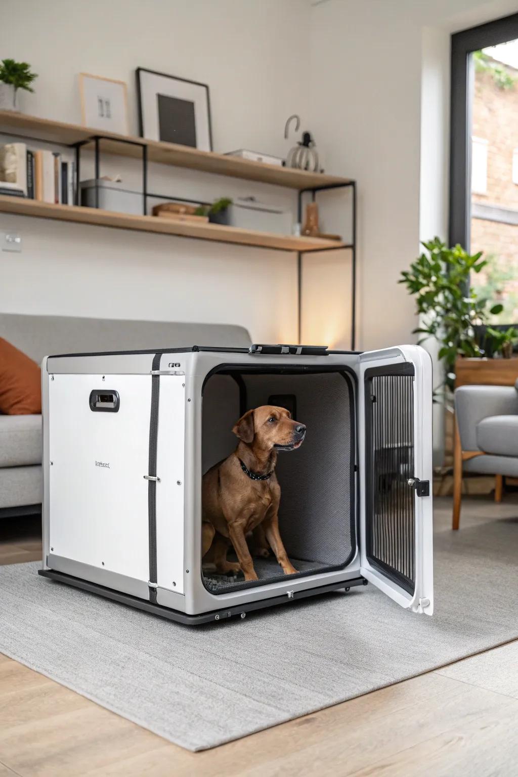 Stowable kennels provide flexibility and style.