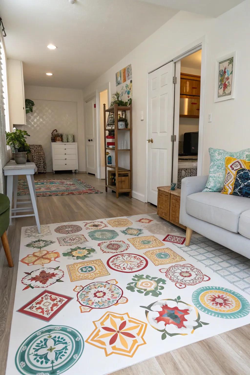 Floor stickers allow you to explore trends without making a lasting decision.