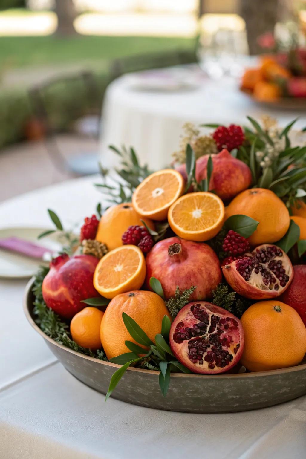 Seasonal fruits impart vibrancy and fragrance to the surface area.