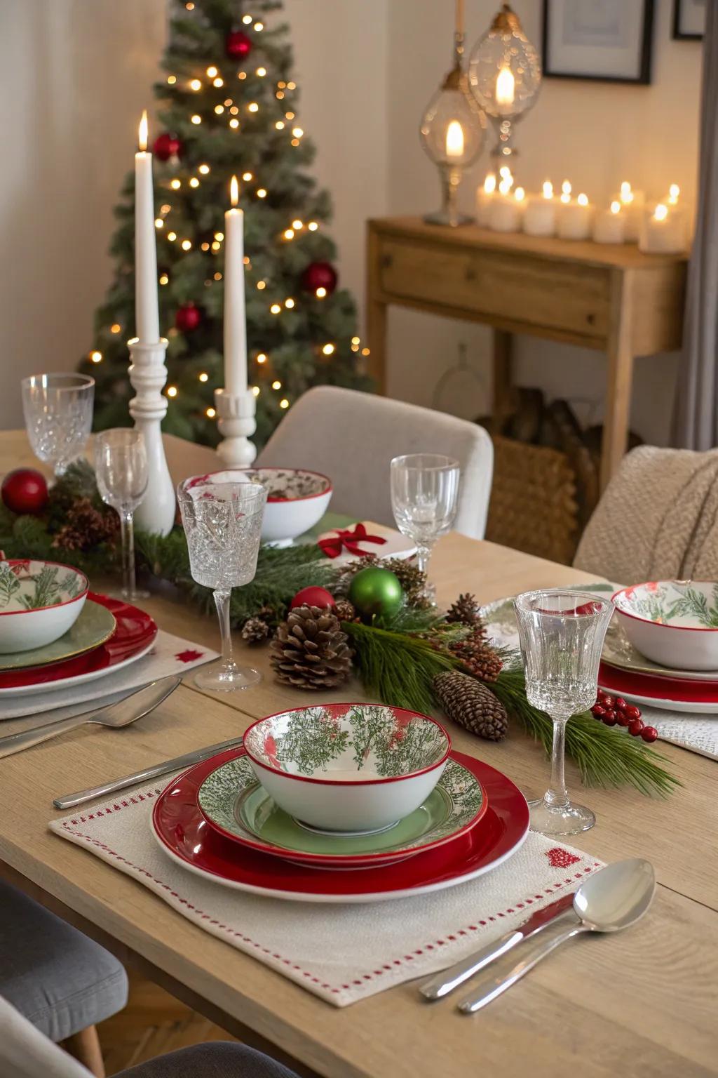 A festive table arrangement, enriched with an imaginative touch, delights and enchants guests.