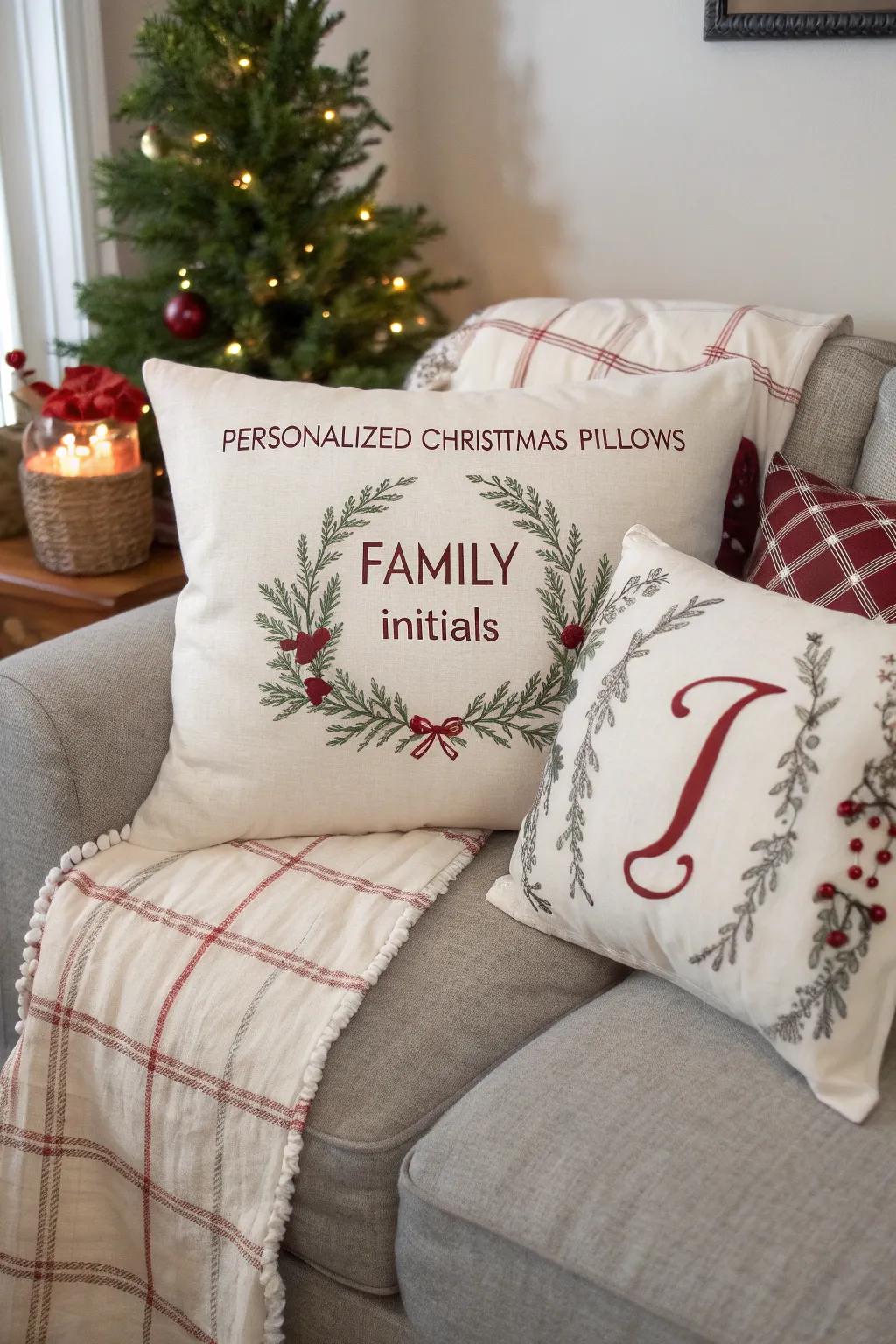 Custom cushions introducing a distinctive familial element.