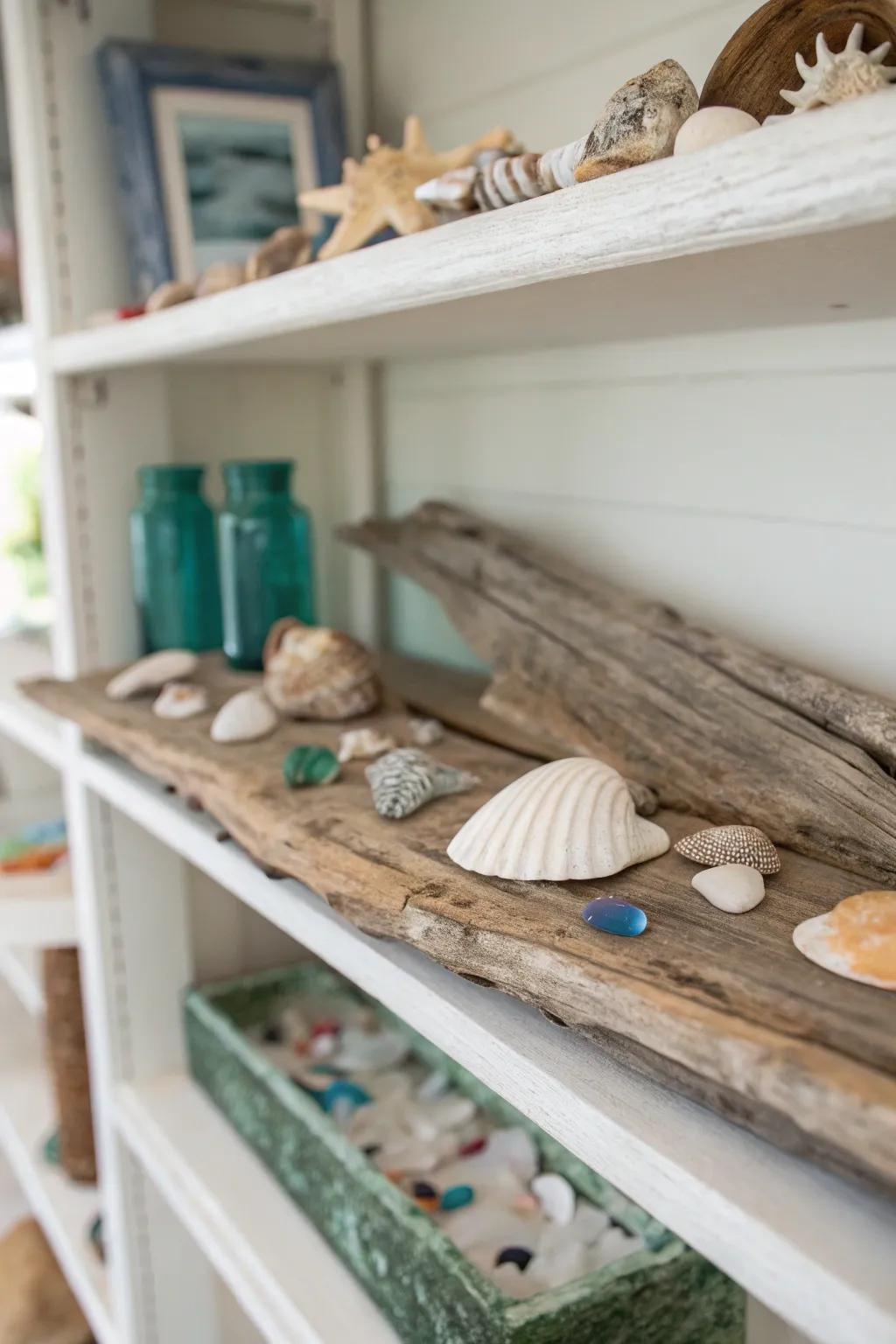 Treasures from the beach bring natural charm.
