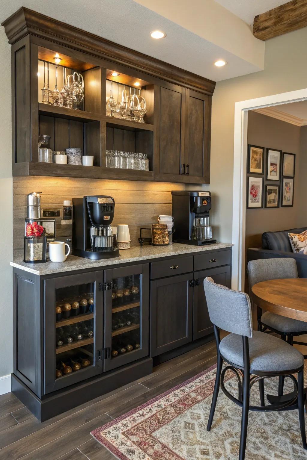 Small spaces make ideal coffee nooks with the right arrangement.