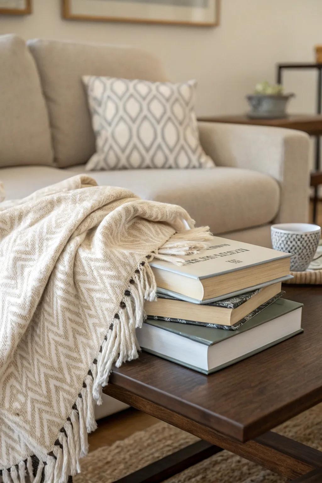 Overlapping weaves to achieve a welcoming and warm aesthetic.