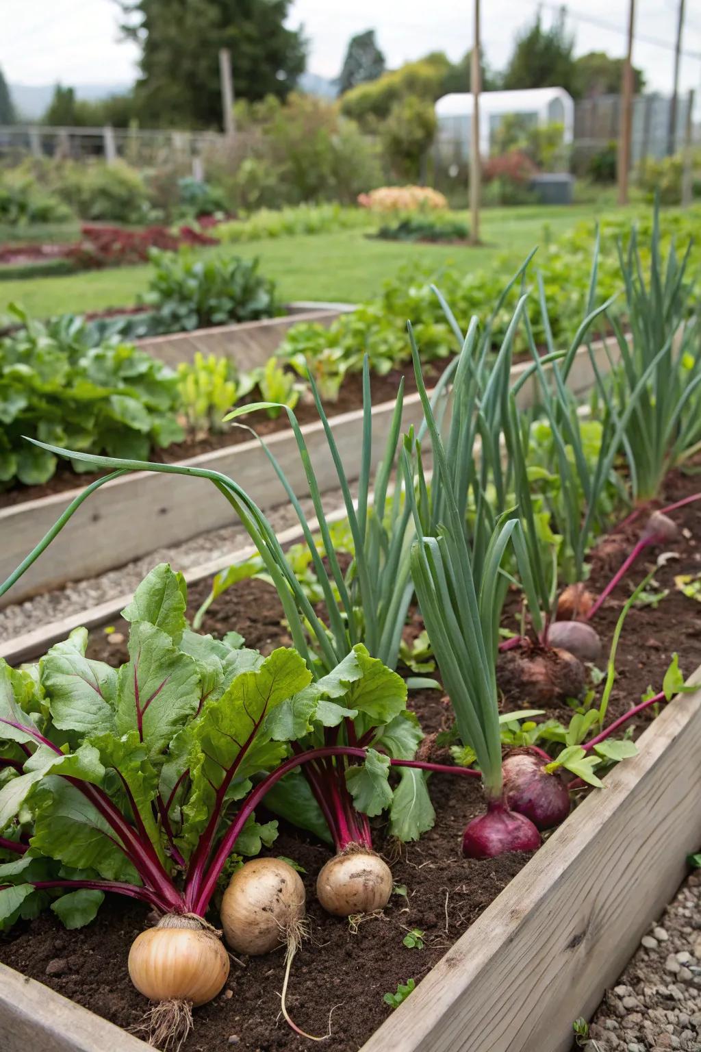 Sharp roots and round roots, a visually pleasing and cooperative garden pair.