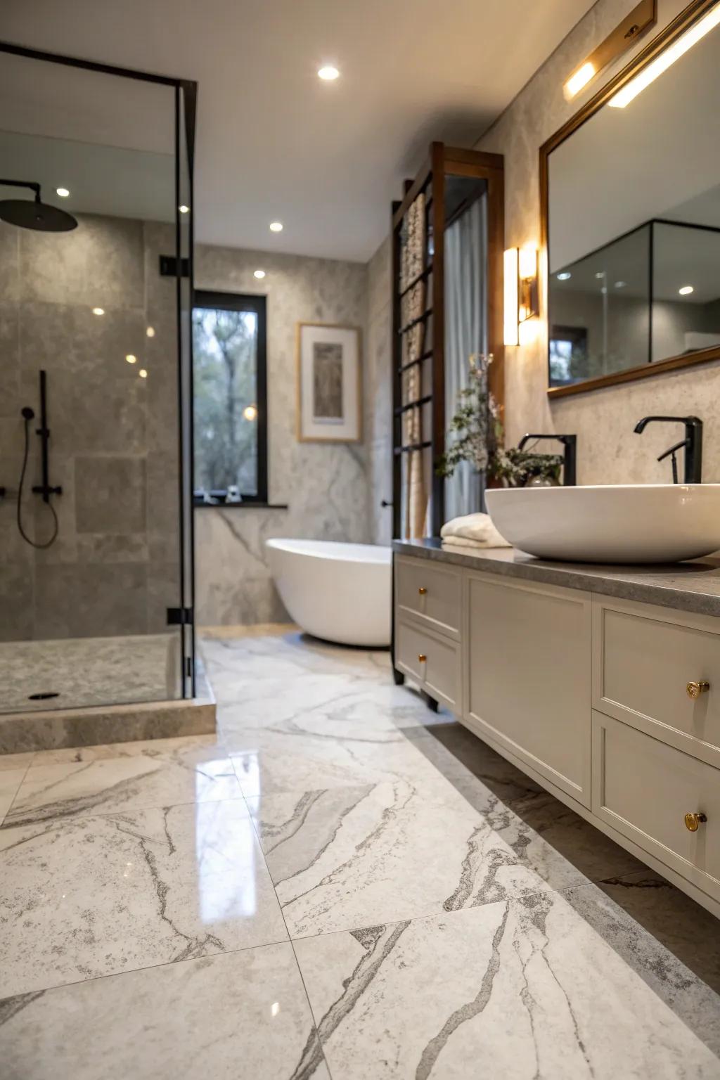 Stone-like concrete floors offer luxury without the stone price tag.