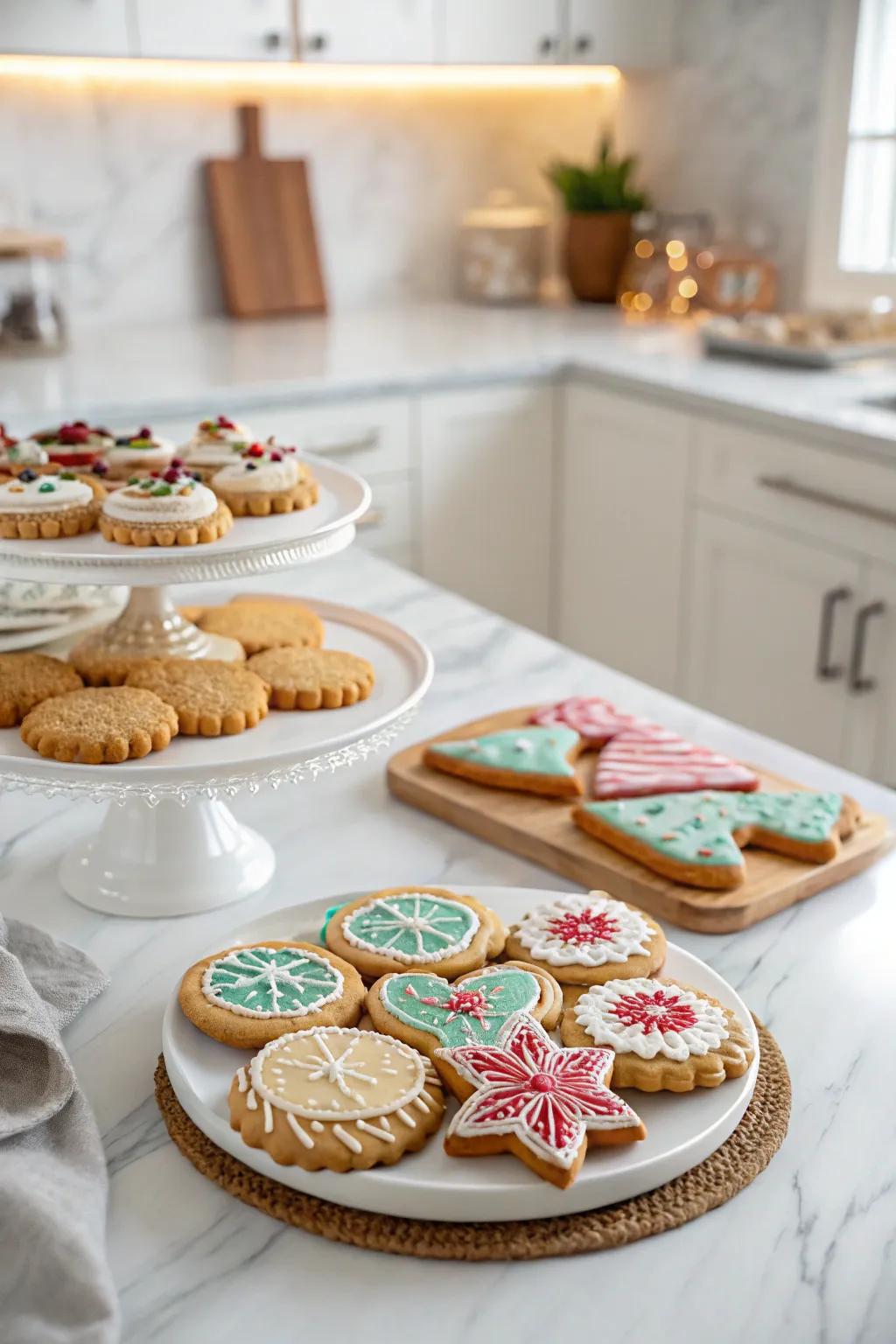 Elegant platters make cookies the centerpiece of your display.