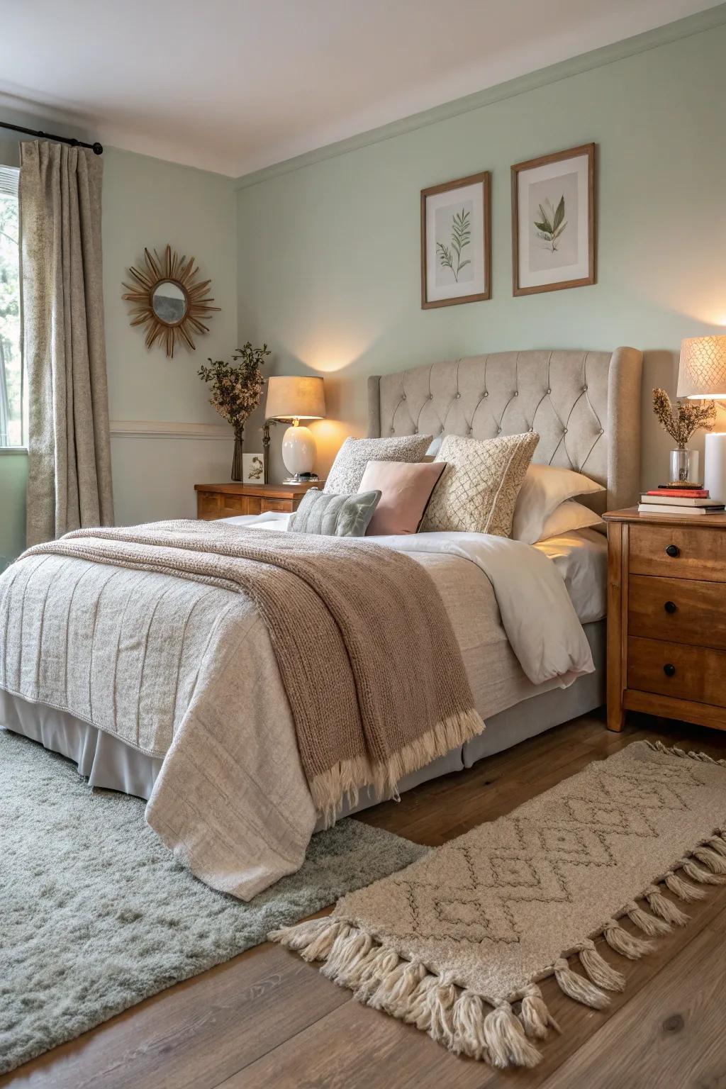 Comfortable fabrics enhance comfort and coziness in the sleep space.