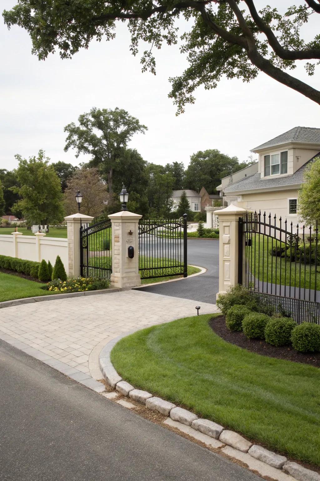 Refined fencing and gates bringing panache to the driveway.