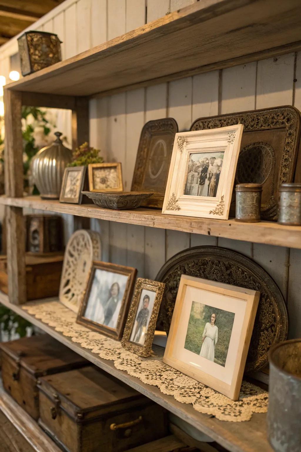 A collection of antique treasures that enrich the room's narrative.