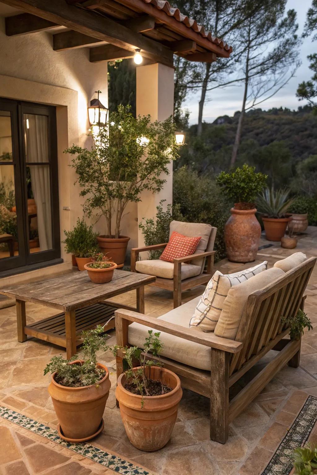 Earthy tones create a natural and inviting atmosphere.