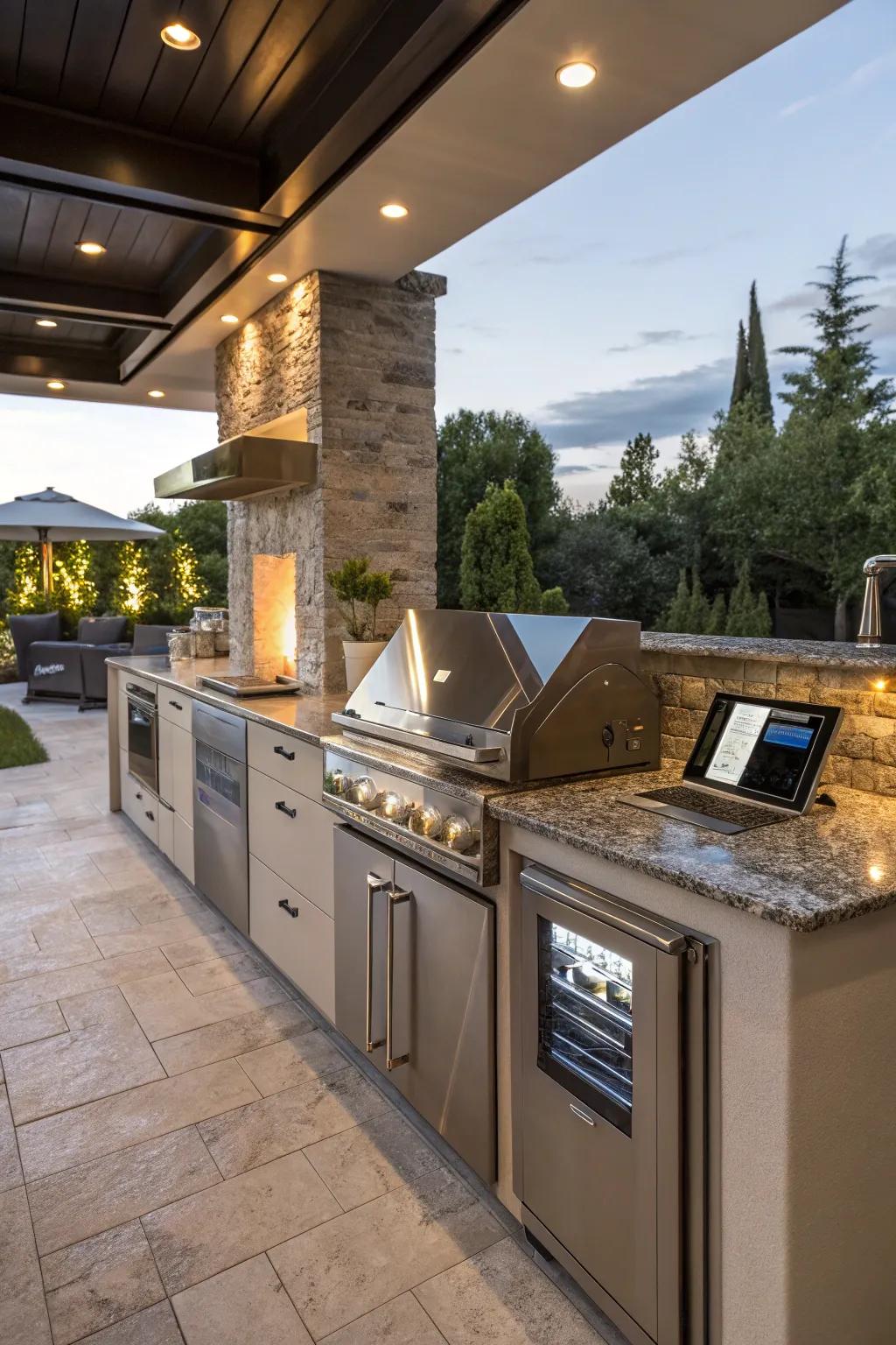 Enhance your outdoor cooking area with smart technology for ultimate ease.