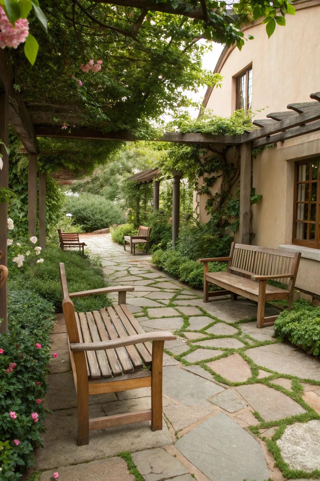 Earthy elements compose a harmonious outdoor scene.