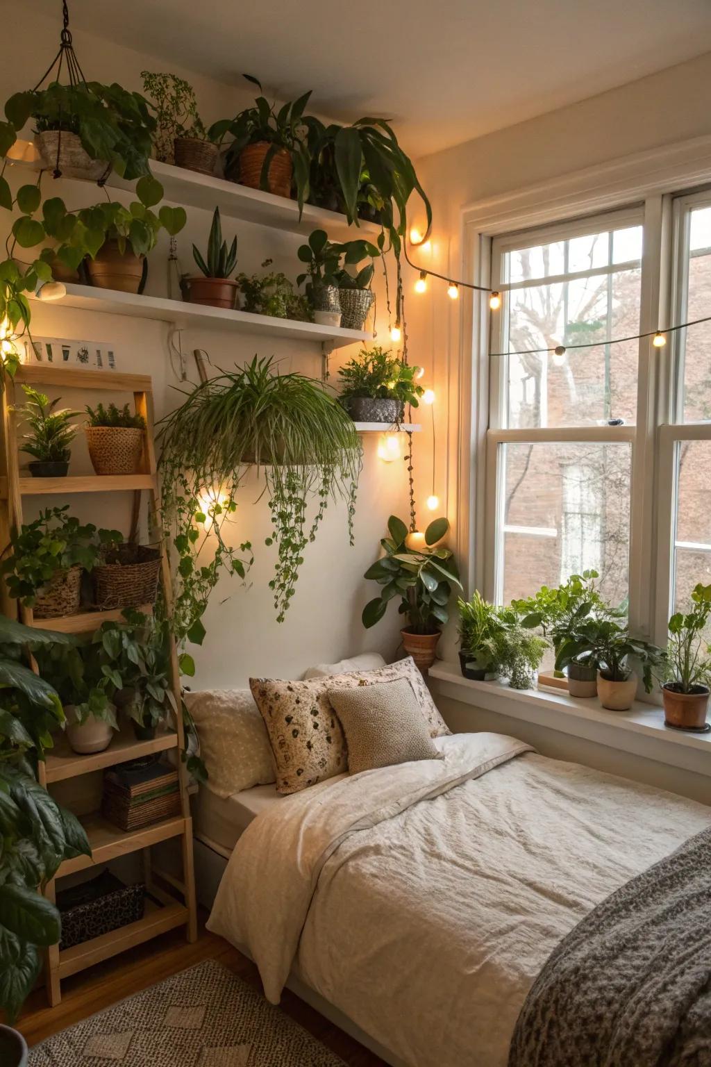 Plants that are layered give your bedroom more depth and dynamic visual appeal.