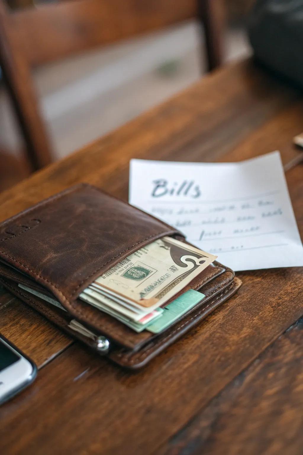 A billfold surprise, overflowing with funds.