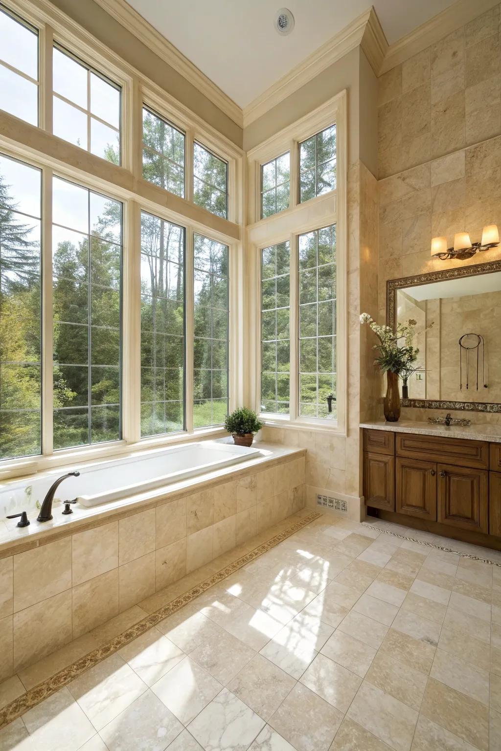 Natural light enhances the splendor of ivory dream.