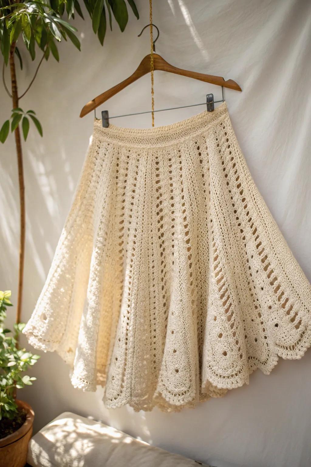 Spin into elegance with this handcrafted crochet circular skirt &ndash; ideal for beginners seeking a touch of minimalist charm.