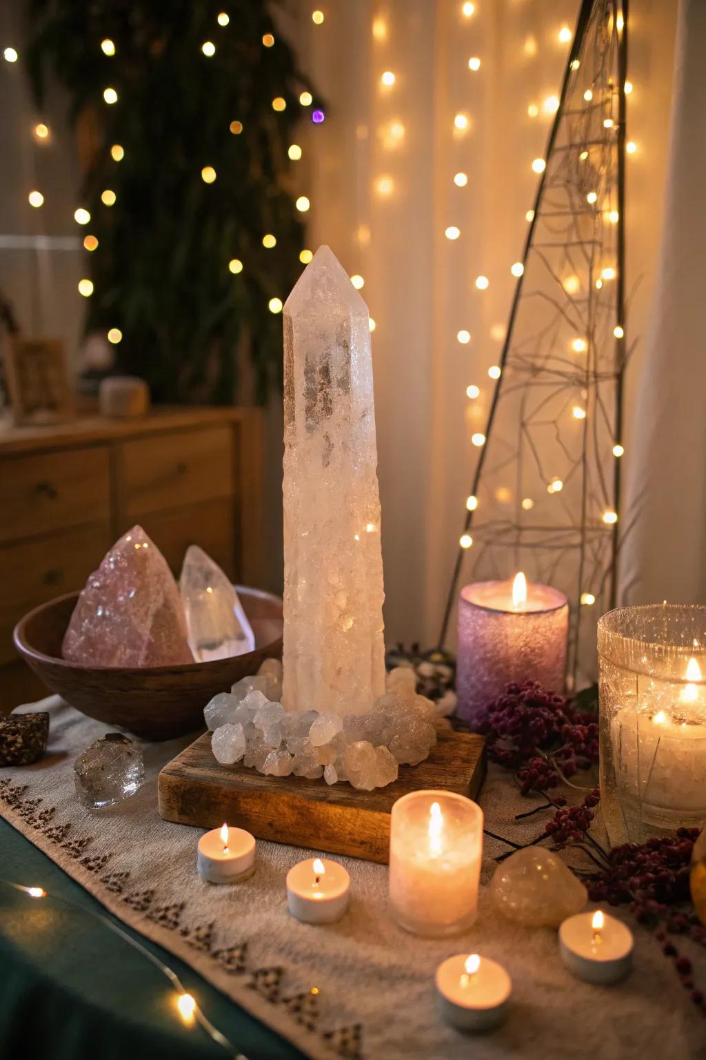 Subtle illumination heightens the serene environment of this altar.