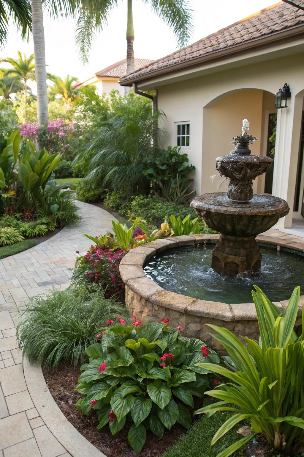 A water feature brings peace and visual interest.