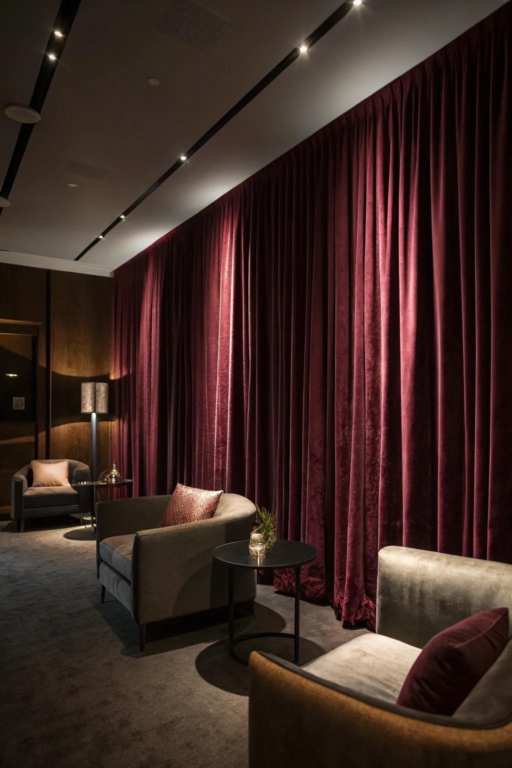 Dark drapes can deepen the flair of any space.