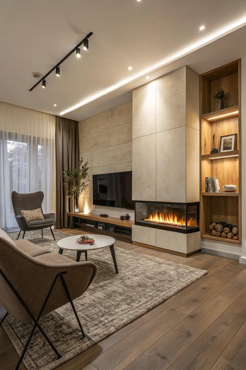 A modern firebox insert that combines efficiency with chic design.