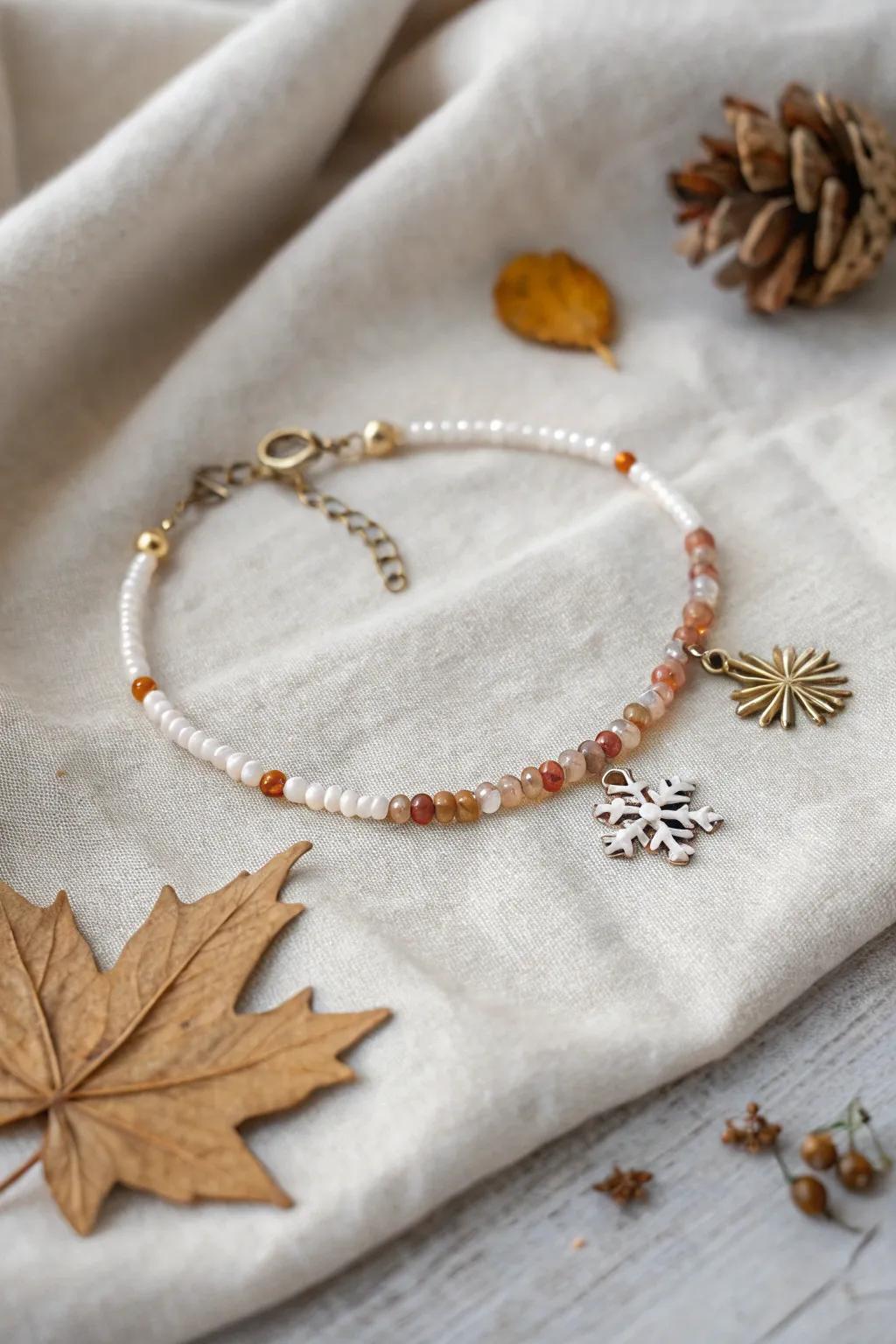 Welcome the season with handmade elegance: the quintessential holiday-themed bracelet.