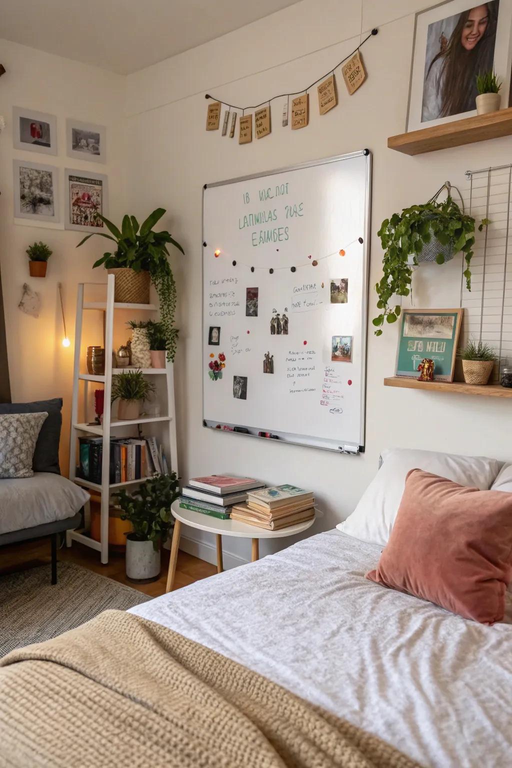 Keep your essential items noticeable with a magnetic whiteboard.