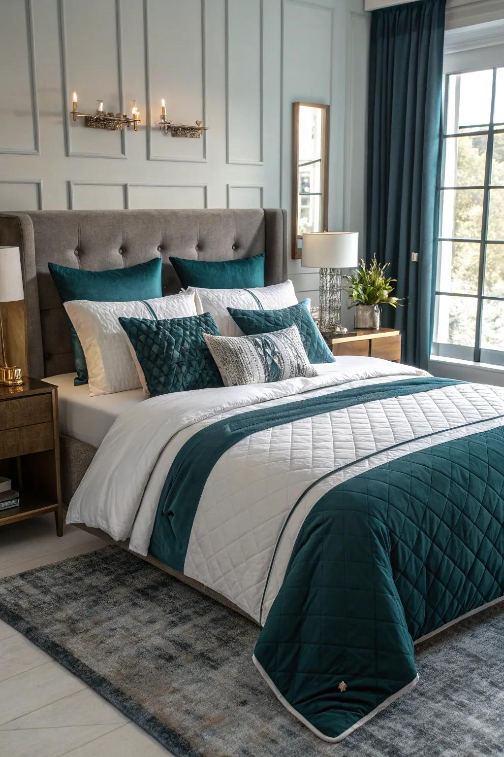 Layered bedding provides both comfort and elegance.