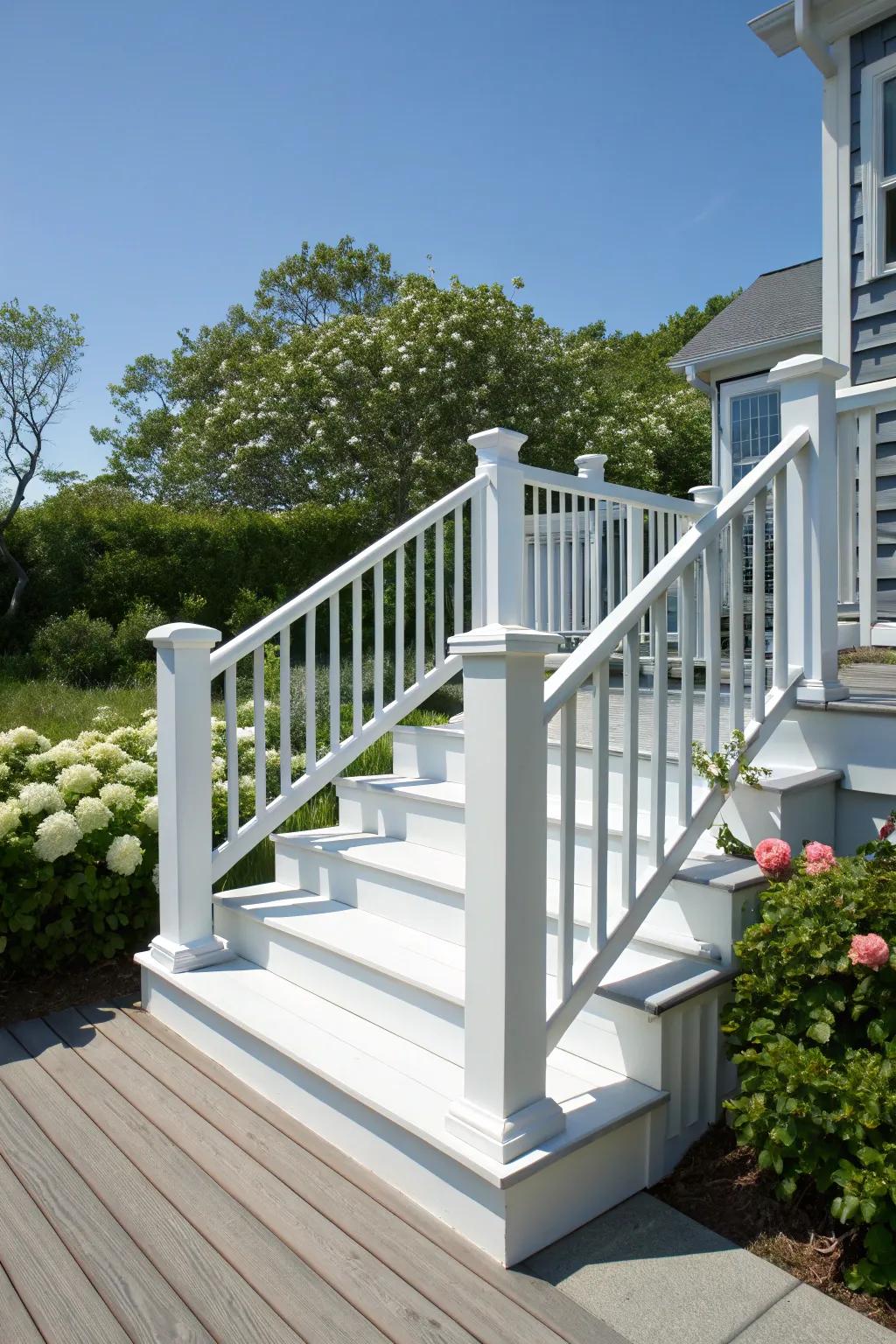 Classic white steps deliver lasting sophistication