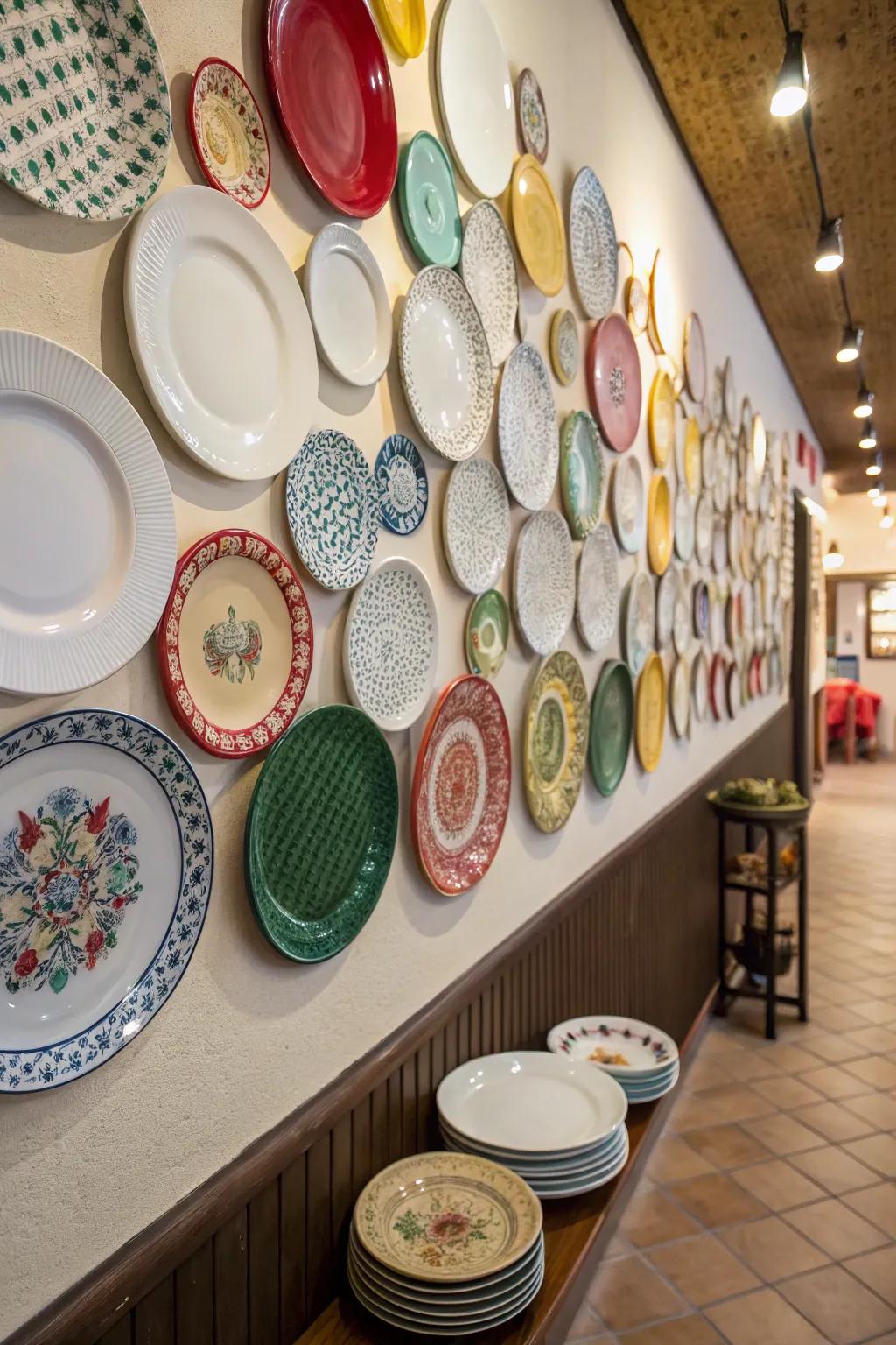 Variety in dish sizes adds playful interest.