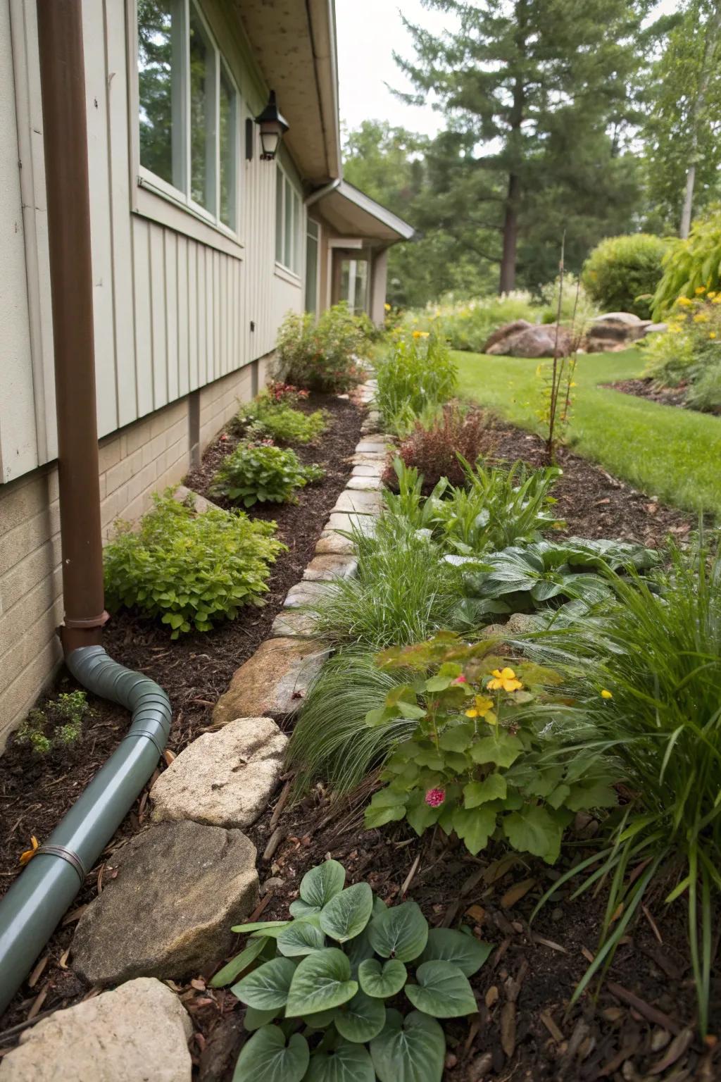 Integrate organic landscaping for a cohesive garden appearance.